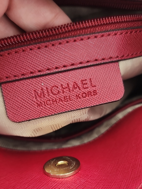 Michael Kors Dark Red Saffiano Leather Satchel - Picture 8 of 15